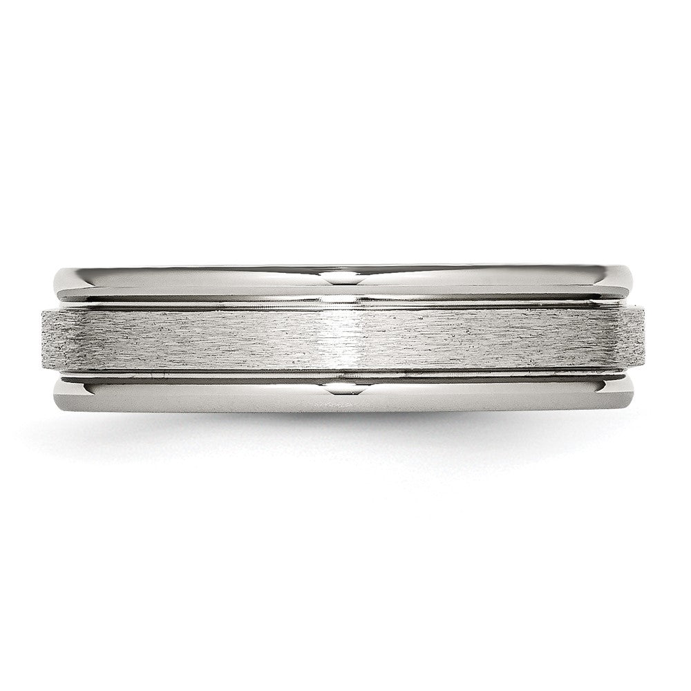 Stainless Steel Polished w/Satin Center 6mm Grooved Edge Band