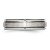 Stainless Steel Polished w/Satin Center 6mm Grooved Edge Band