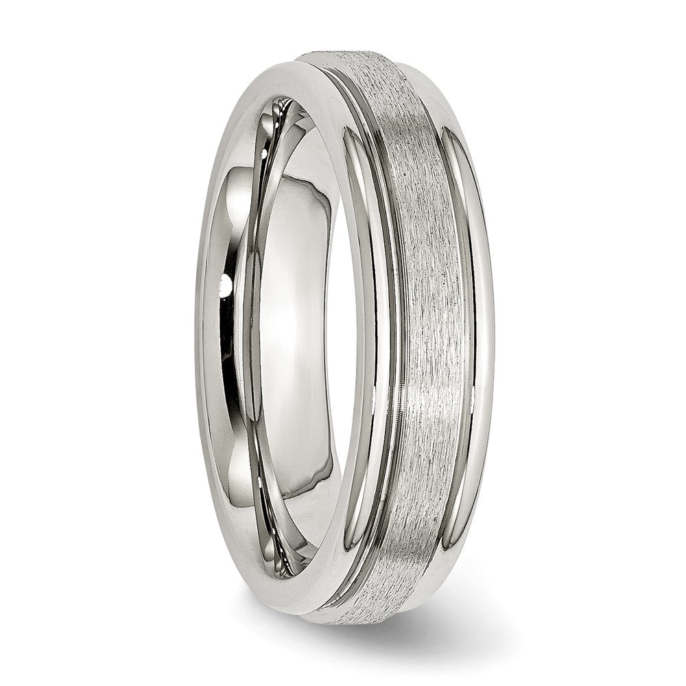 Stainless Steel Polished w/Satin Center 6mm Grooved Edge Band