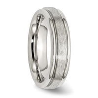 Stainless Steel Polished w/Satin Center 6mm Grooved Edge Band