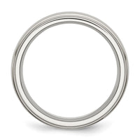Stainless Steel Polished w/Brushed Center 7mm Ridged Edge Band