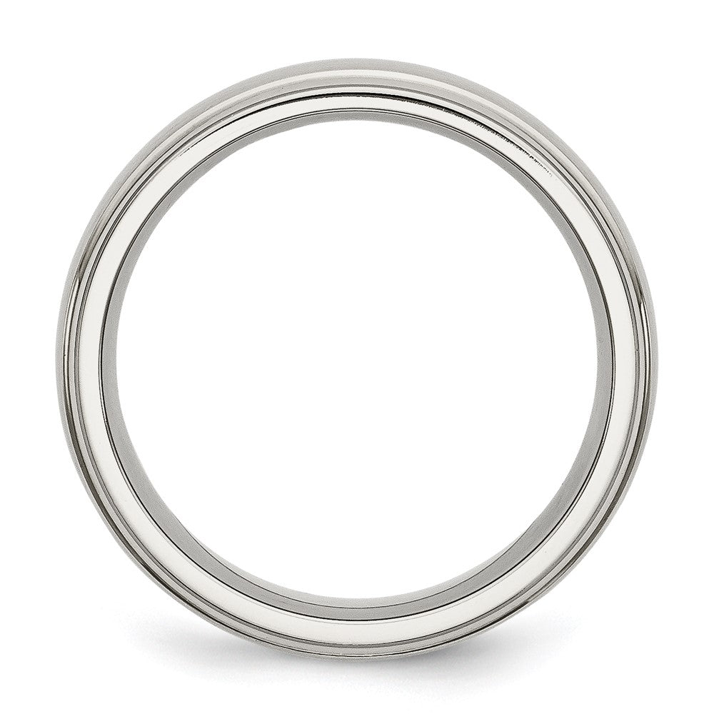 Stainless Steel Polished w/Brushed Center 7mm Ridged Edge Band