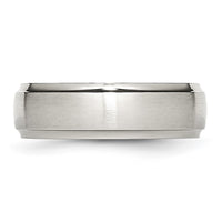 Stainless Steel Polished w/Brushed Center 7mm Ridged Edge Band