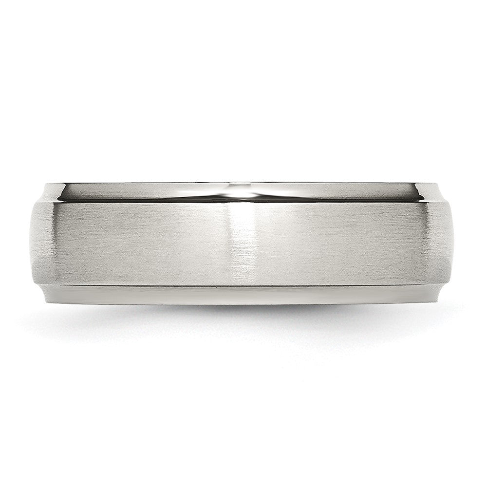 Stainless Steel Polished w/Brushed Center 7mm Ridged Edge Band
