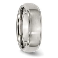 Stainless Steel Polished w/Brushed Center 7mm Ridged Edge Band