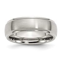 Stainless Steel Polished w/Brushed Center 7mm Ridged Edge Band