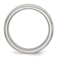 Stainless Steel Polished w/Brushed Center 8mm Ridged Edge Band
