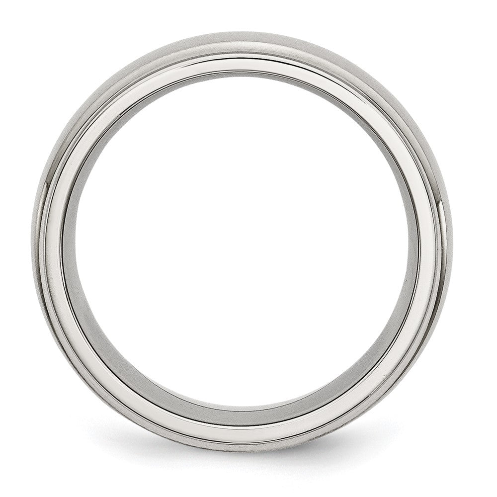 Stainless Steel Polished w/Brushed Center 8mm Ridged Edge Band