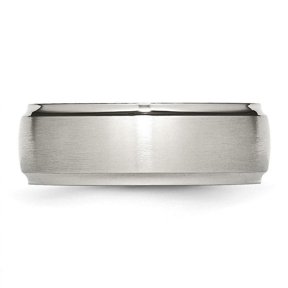 Stainless Steel Polished w/Brushed Center 8mm Ridged Edge Band