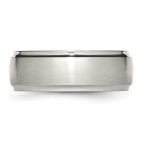 Stainless Steel Polished w/Brushed Center 8mm Ridged Edge Band