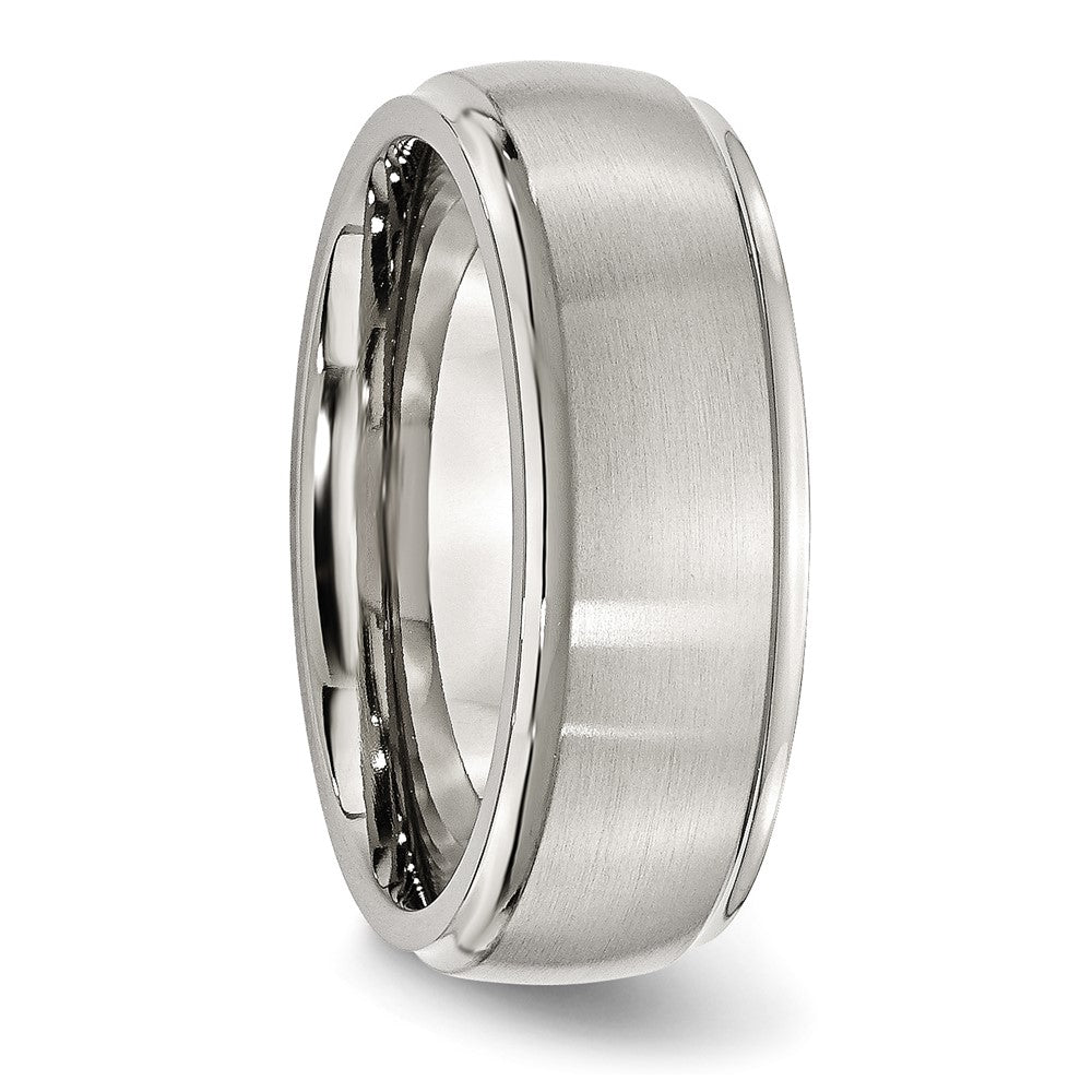 Stainless Steel Polished w/Brushed Center 8mm Ridged Edge Band