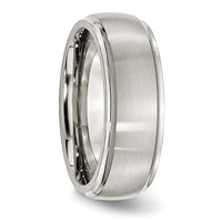 Stainless Steel Polished w/Brushed Center 8mm Ridged Edge Band