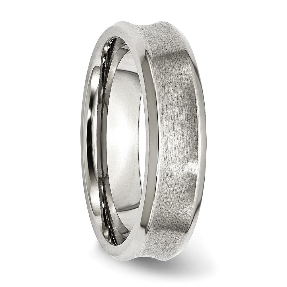 Stainless Steel Brushed/Polished Concave 6mm Beveled Edge Band