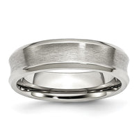 Stainless Steel Brushed/Polished Concave 6mm Beveled Edge Band