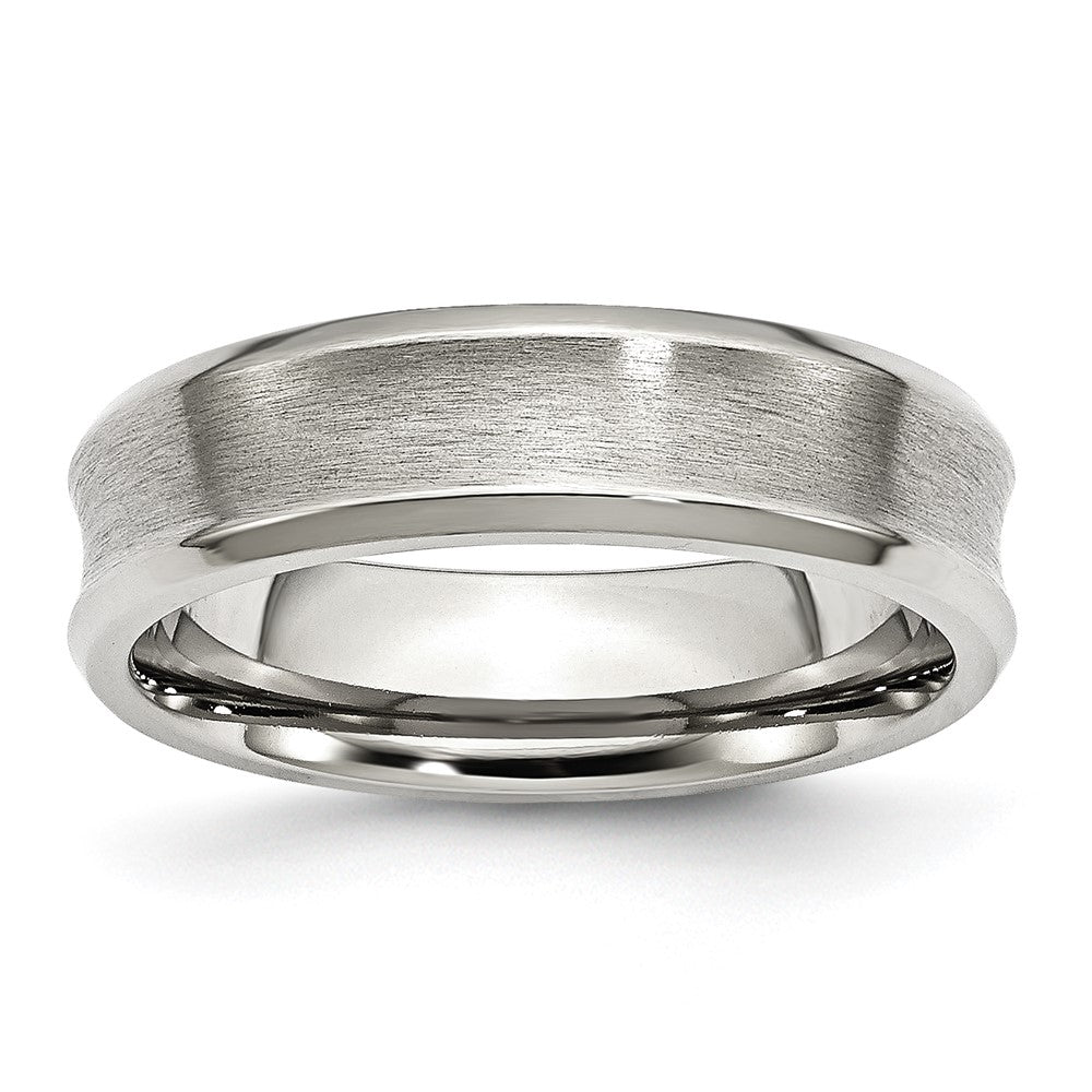 Stainless Steel Brushed/Polished Concave 6mm Beveled Edge Band