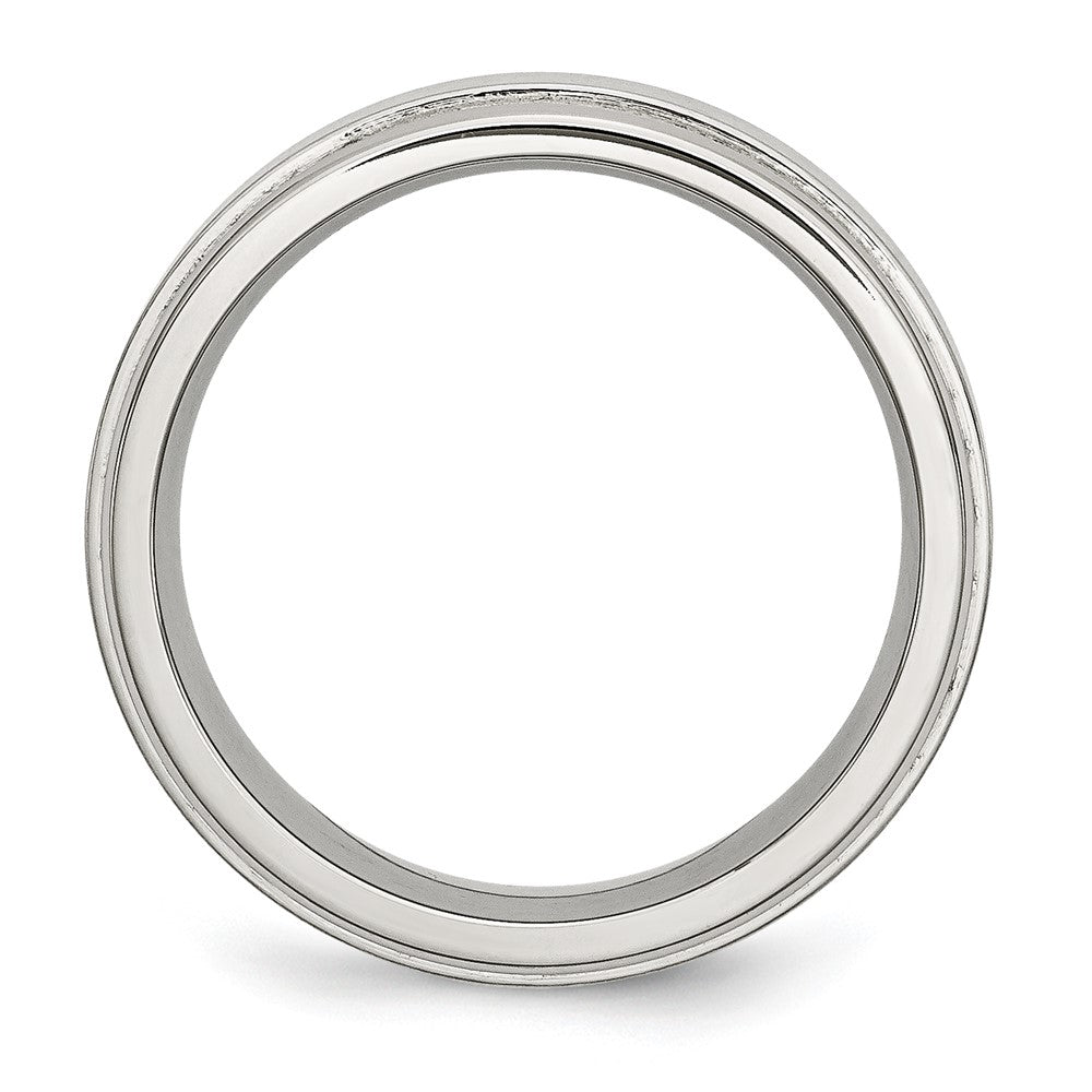 Stainless Steel Polished w/Brushed Center 8mm Ridged Edge Band
