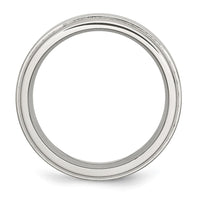 Stainless Steel Polished w/Brushed Center 8mm Ridged Edge Band