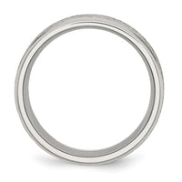 Stainless Steel Polished w/Grain Finish Center 8mm Ridged Edge Band