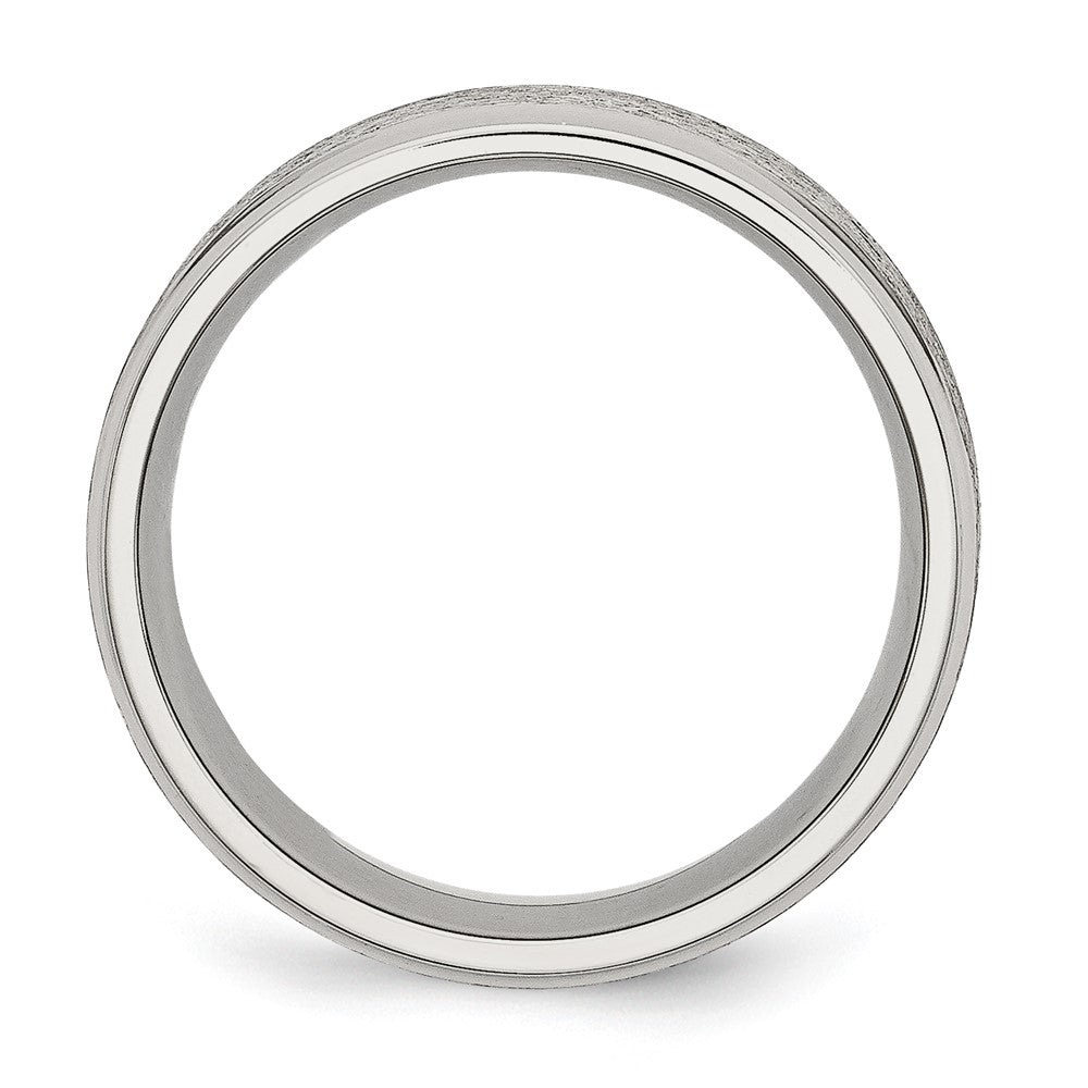 Stainless Steel Polished w/Grain Finish Center 8mm Ridged Edge Band