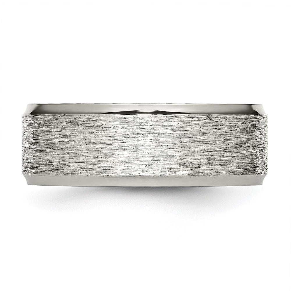 Stainless Steel Polished w/Grain Finish Center 8mm Ridged Edge Band