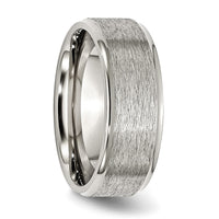 Stainless Steel Polished w/Grain Finish Center 8mm Ridged Edge Band