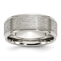 Stainless Steel Polished w/Grain Finish Center 8mm Ridged Edge Band