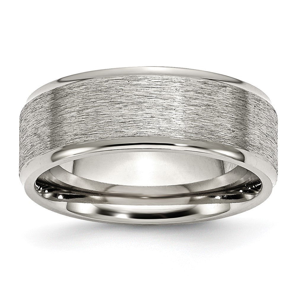 Stainless Steel Polished w/Grain Finish Center 8mm Ridged Edge Band