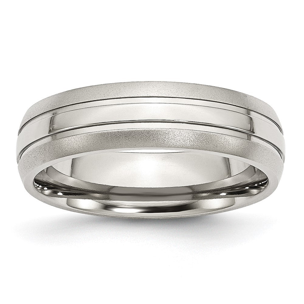 Stainless Steel Polished w/Brushed Edge 6mm Grooved Band