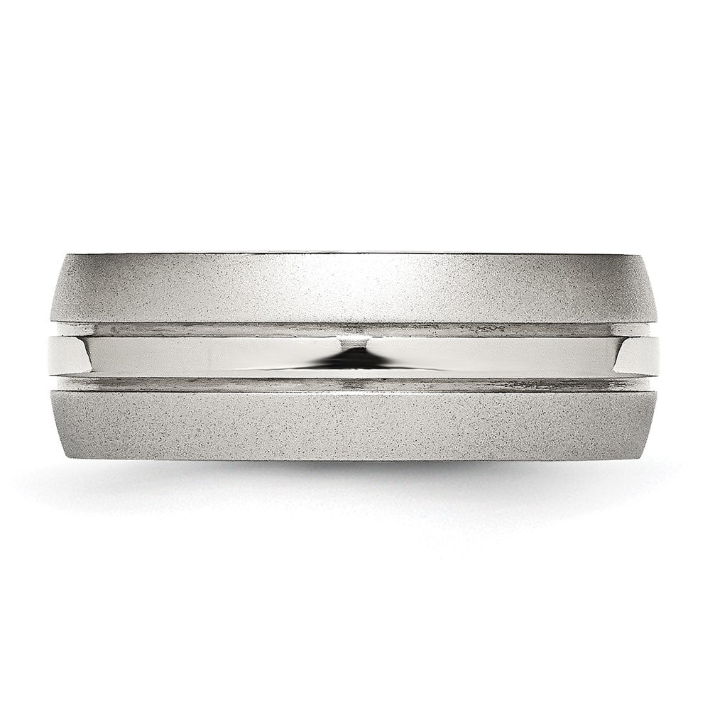 Stainless Steel Polished w/Brushed Edge 8mm Grooved Band