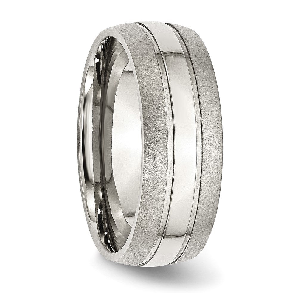 Stainless Steel Polished w/Brushed Edge 8mm Grooved Band