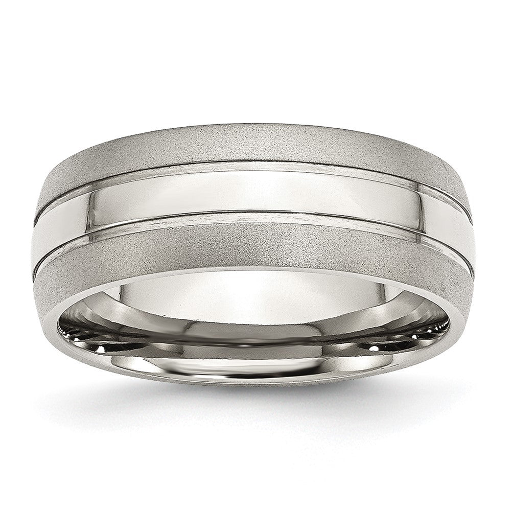 Stainless Steel Polished w/Brushed Edge 8mm Grooved Band