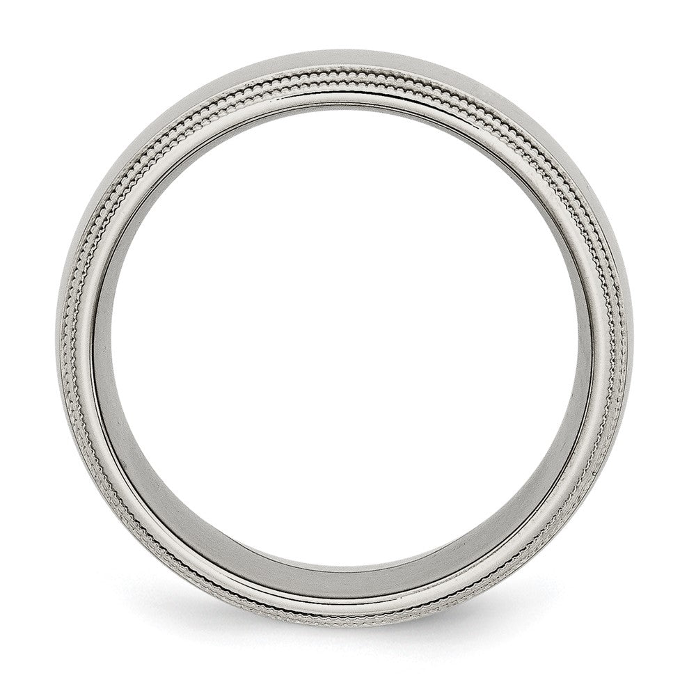Stainless Steel Polished 8mm Grooved and Beaded Band