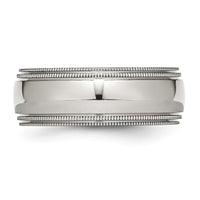 Stainless Steel Polished 8mm Grooved and Beaded Band