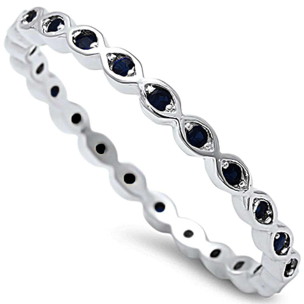 Black Onyx Eternity Band .925 Sterling Silver Ring Sizes 6-9 ABC Rugs Kilims