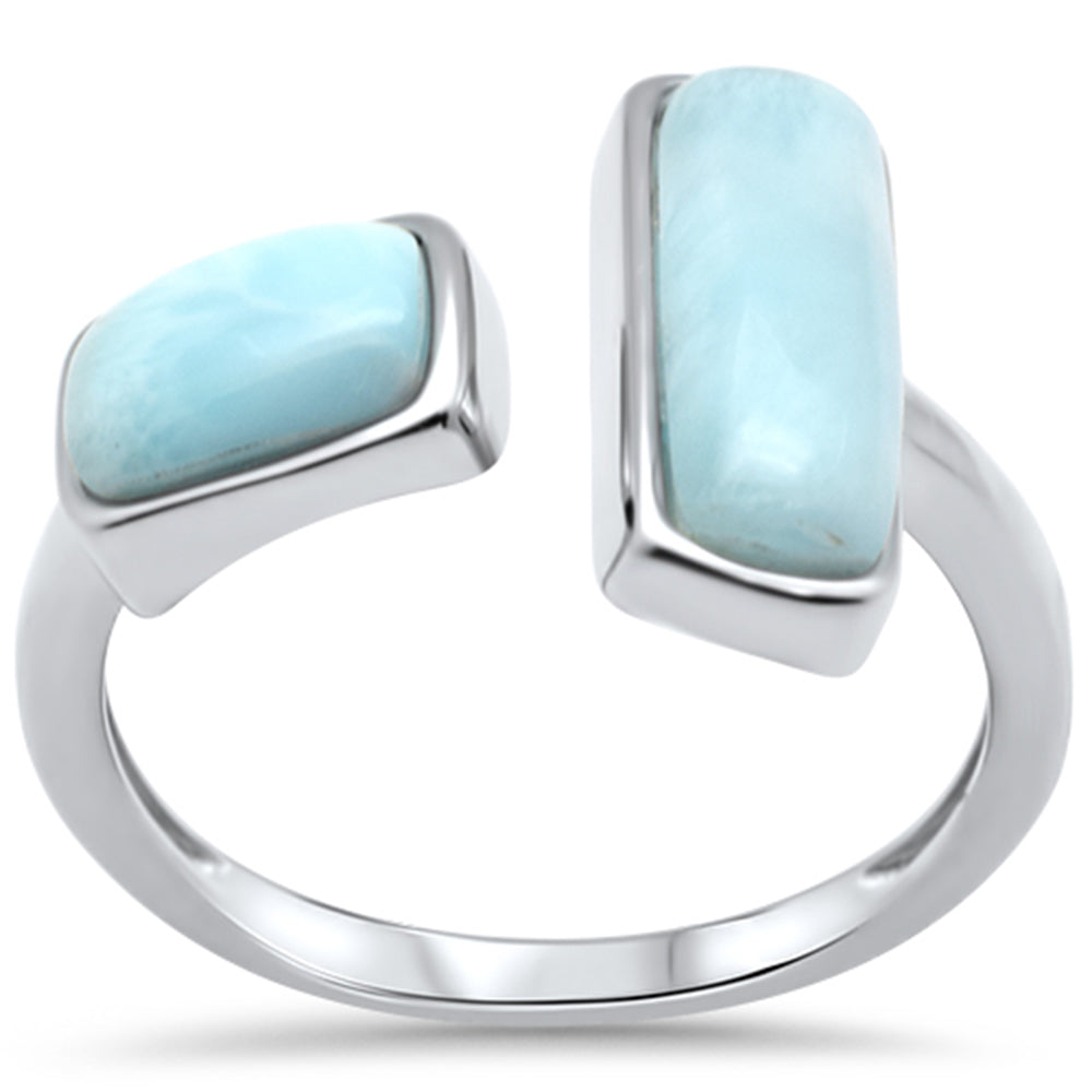 .925 Sterling Silver Natural Larimar Open Ring Sizes 5-10 ABC Rugs Kilims