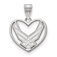 Sterling Silver Rhod-pltd LogoArt U.S. Air Force Heart Pendant