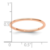 14K Rose Gold 1.2mm Half Round Stackable Band