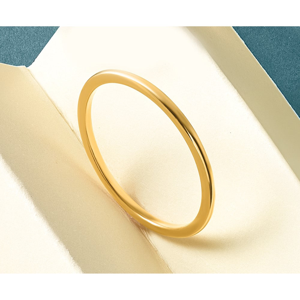 14K Gold 1.2mm Half Round Stackable Band