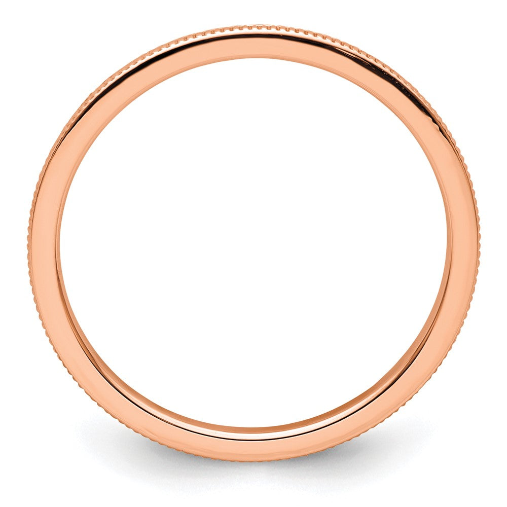 14K Rose Gold 1.2mm Milgrain Stackable Band