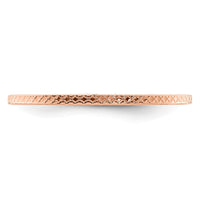 14K Rose Gold 1.2mm Criss-Cross Pattern Stackable Band