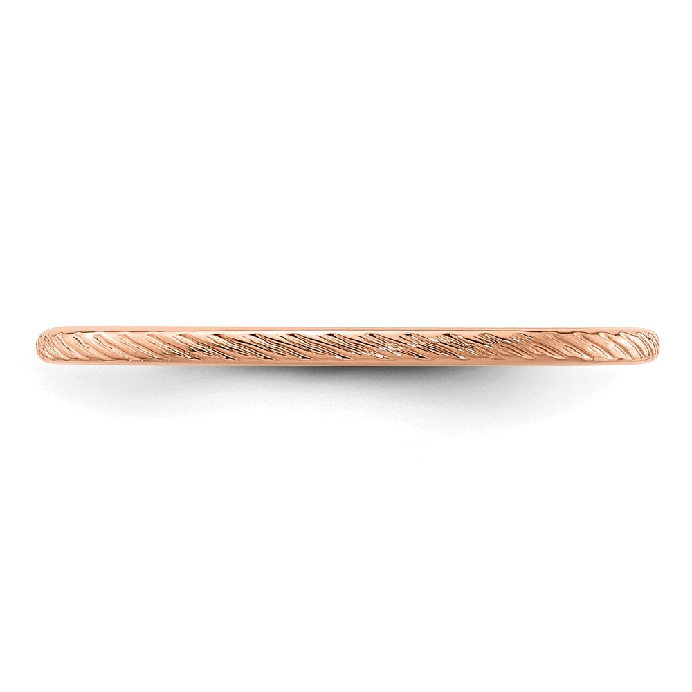 14K Rose Gold 1.2mm Twisted Wire Pattern Stackable Band