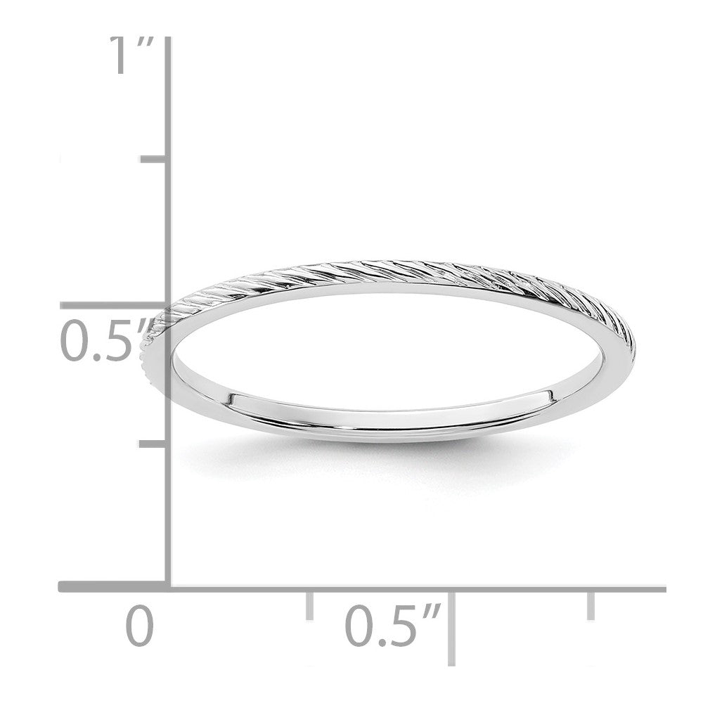 14K White Gold 1.2mm Twisted Wire Pattern Stackable Band