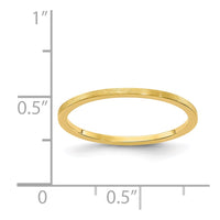 14K Gold 1.2mm Flat Satin Stackable Band