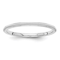 10k White Gold 1.5mm Milgrain Stackable Band Size 4