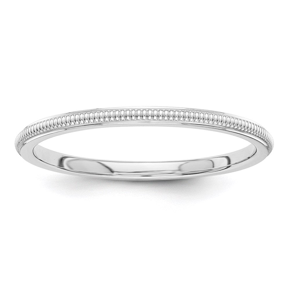 10k White Gold 1.5mm Milgrain Stackable Band Size 6