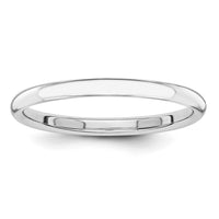 10K White Gold Polished 2mm Stackable Band Size 5.5