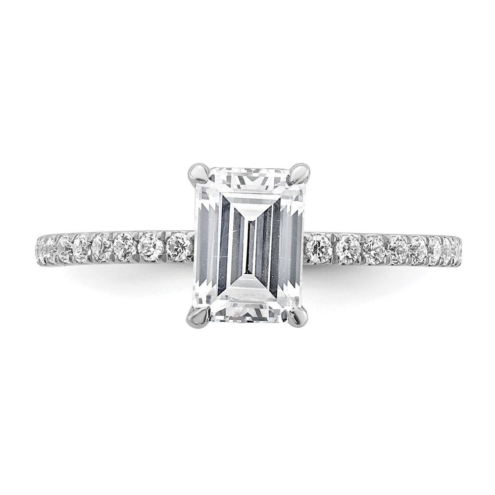 14kw 1 3/8ct Cert Lab Grown Dia VS/SI+ G+ Emerald Comp Solitaire Eng Ring