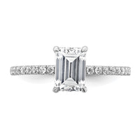 14kw 1 3/8ct Cert Lab Grown Dia VS/SI+ G+ Emerald Comp Solitaire Eng Ring