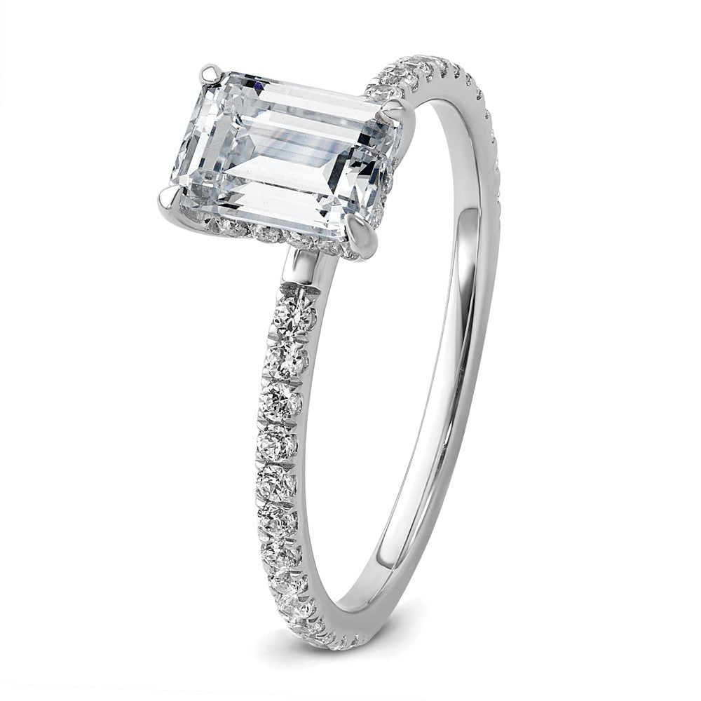 14kw 1 3/8ct Cert Lab Grown Dia VS/SI+ G+ Emerald Comp Solitaire Eng Ring