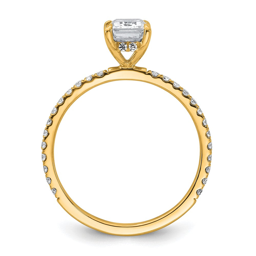 14k 1 3/8ct Cert Lab Grown Dia VS+ F+ Emerald Comp Solitaire Eng Ring